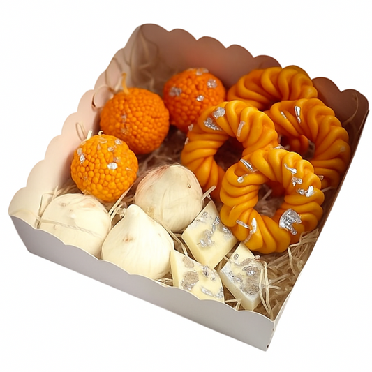 Festive Sweets-Shaped Scented Candle Gift Box – Ladoo, Modak & Barfi Design