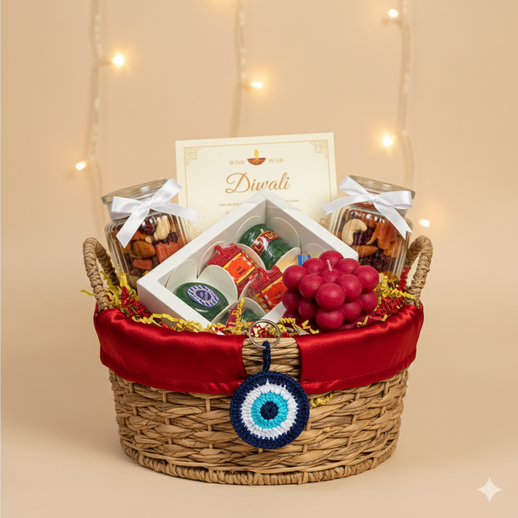 Premium Diwali Gift Hamper with Urli Candle, Dry Fruits & Keyring