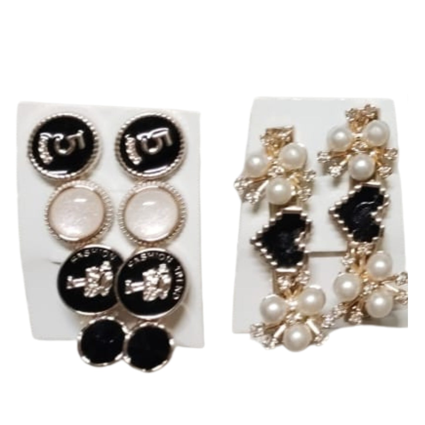 Elegant Black Hair Clips & Modern Pearl Statement Earrings – Women’s Fashion Accessories Set