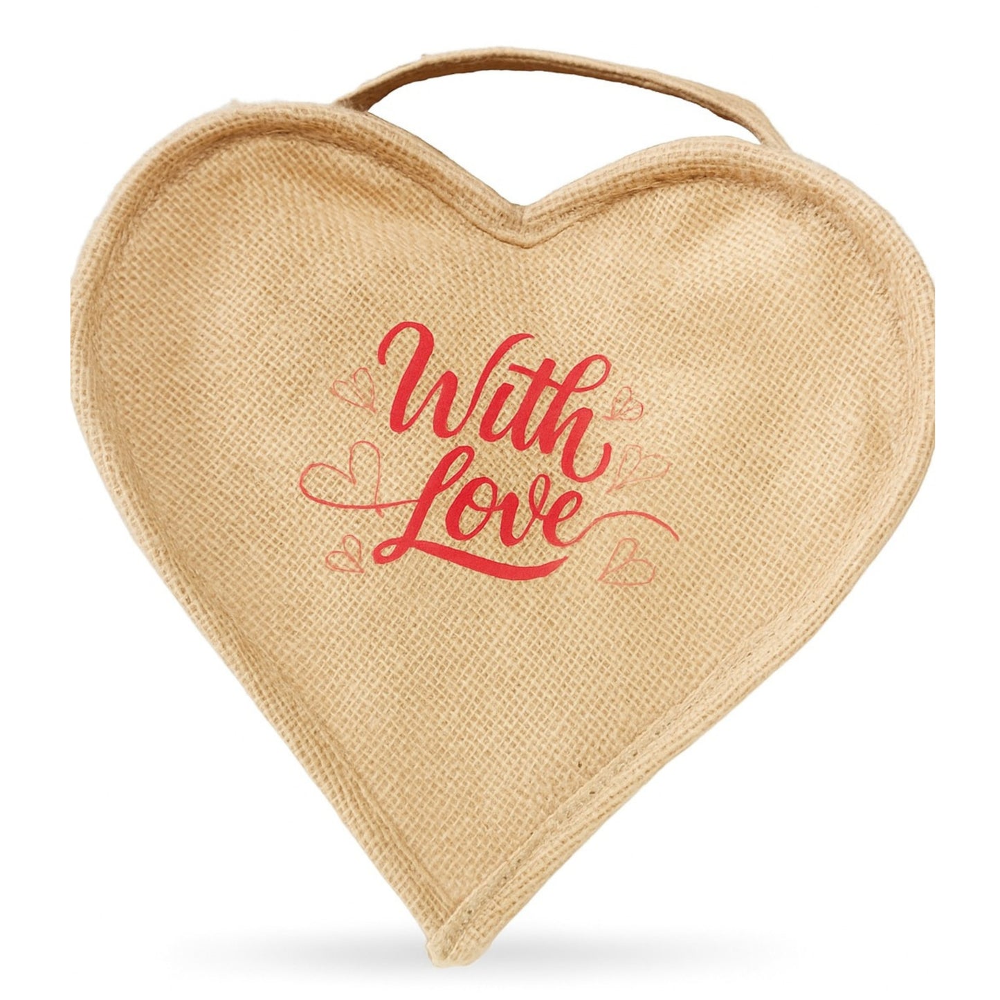 Heart-Shaped Jute Gift Bag with Zipper & Handle – Eco-Friendly Storage Pouch